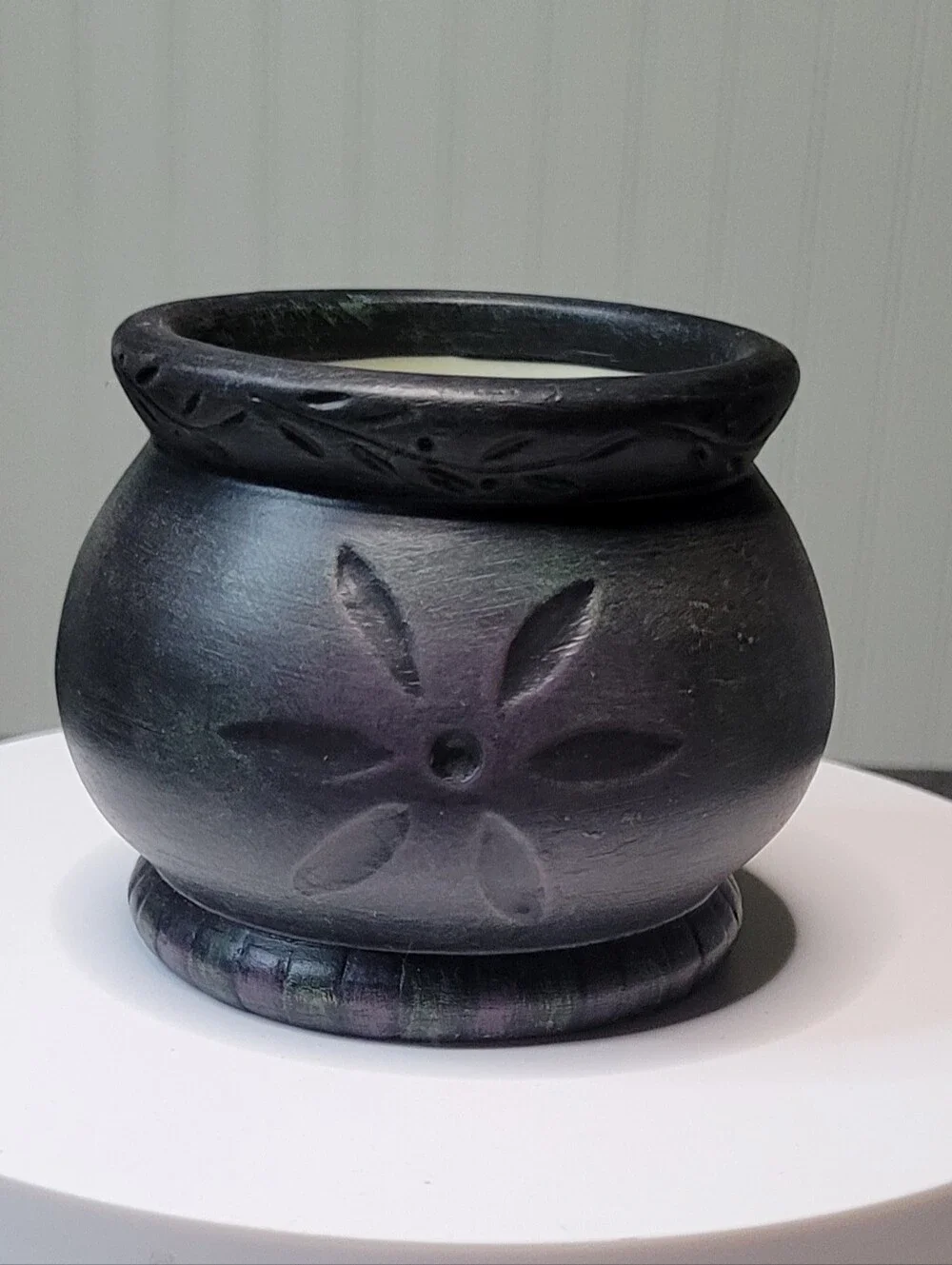 VTG 2001 Lang Primitives Crock Votive Holder Ellen Stouffer Primitive Floral